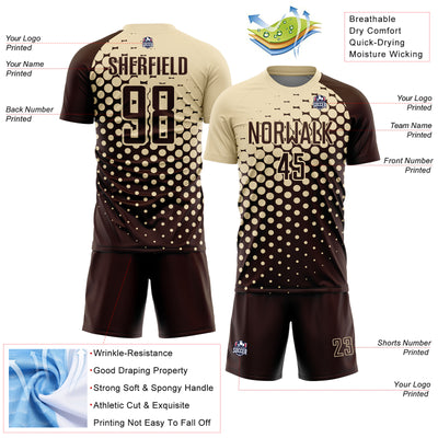 Custom Brown Cream Modern Polka Dot Sublimation Soccer Uniform Jersey