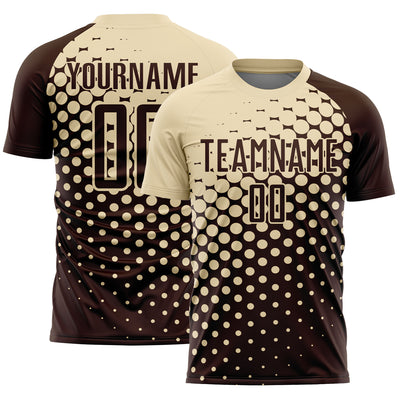Custom Brown Cream Modern Polka Dot Sublimation Soccer Uniform Jersey
