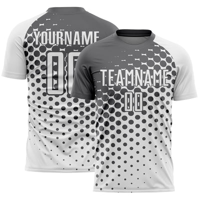 Custom White Steel Gray Modern Polka Dot Sublimation Soccer Uniform Jersey