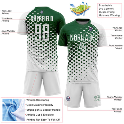 Custom White Green Modern Polka Dot Sublimation Soccer Uniform Jersey