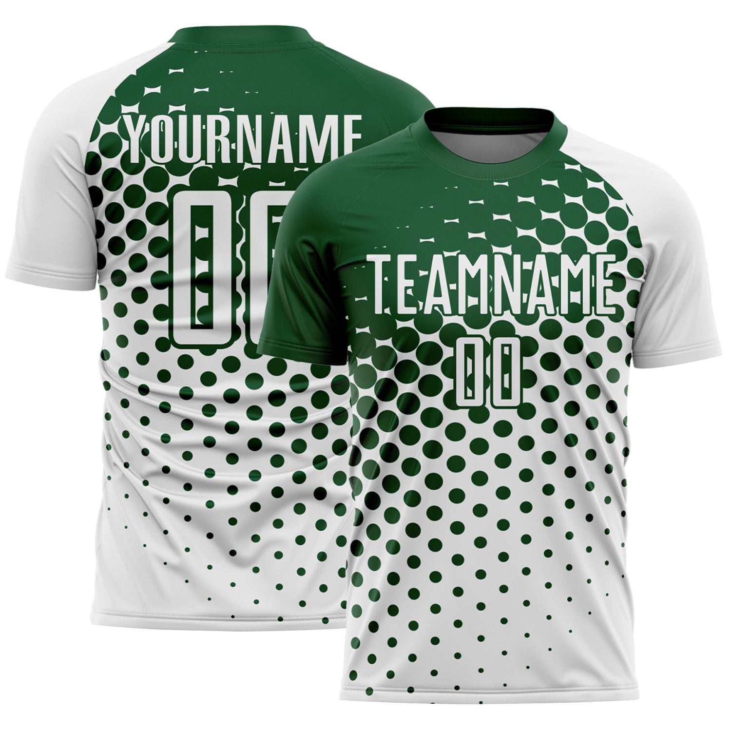 Custom White Green Modern Polka Dot Sublimation Soccer Uniform Jersey