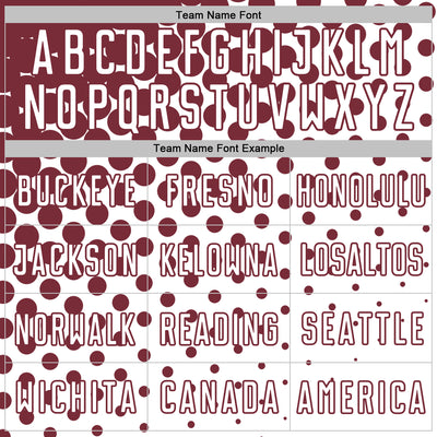 Custom White Burgundy Modern Polka Dot Sublimation Soccer Uniform Jersey