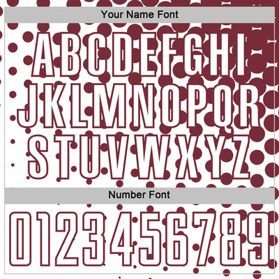 Custom White Burgundy Modern Polka Dot Sublimation Soccer Uniform Jersey