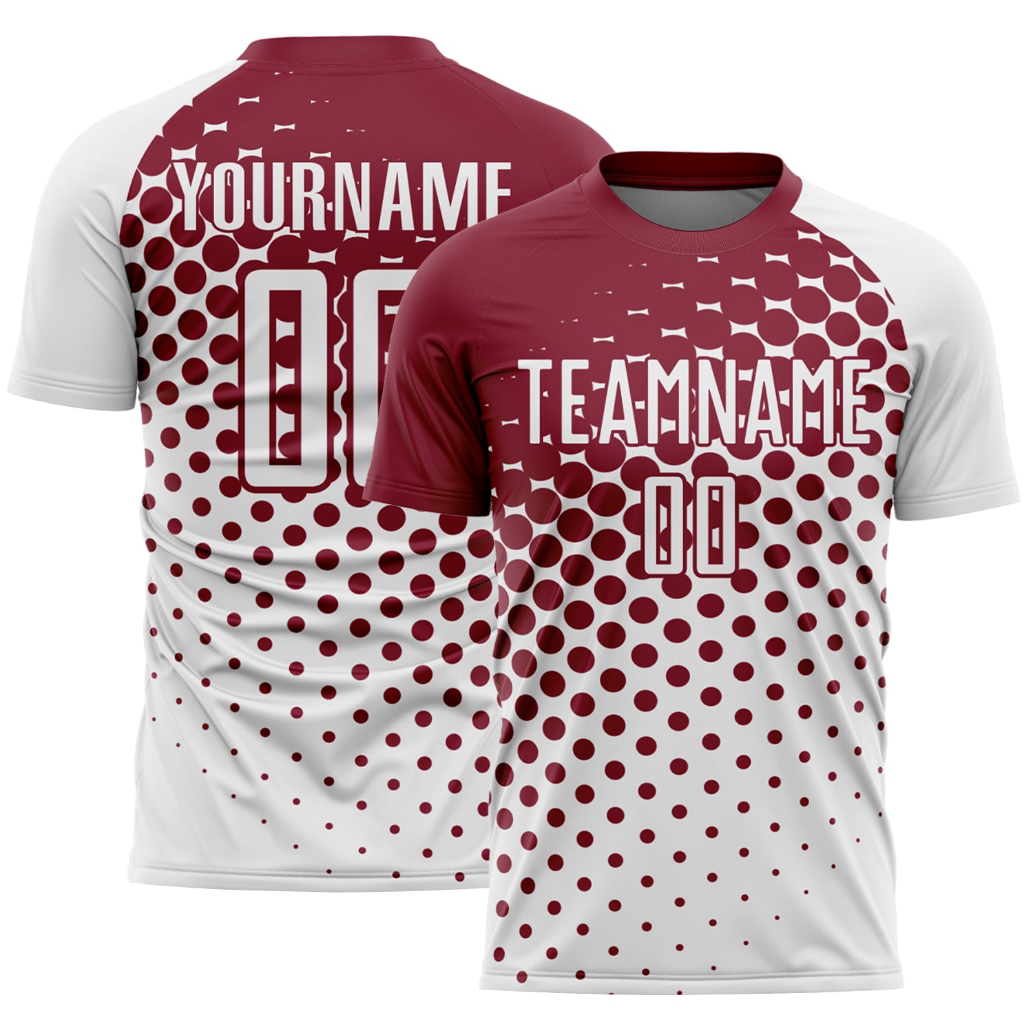 Custom White Crimson Modern Polka Dot Sublimation Soccer Uniform Jersey