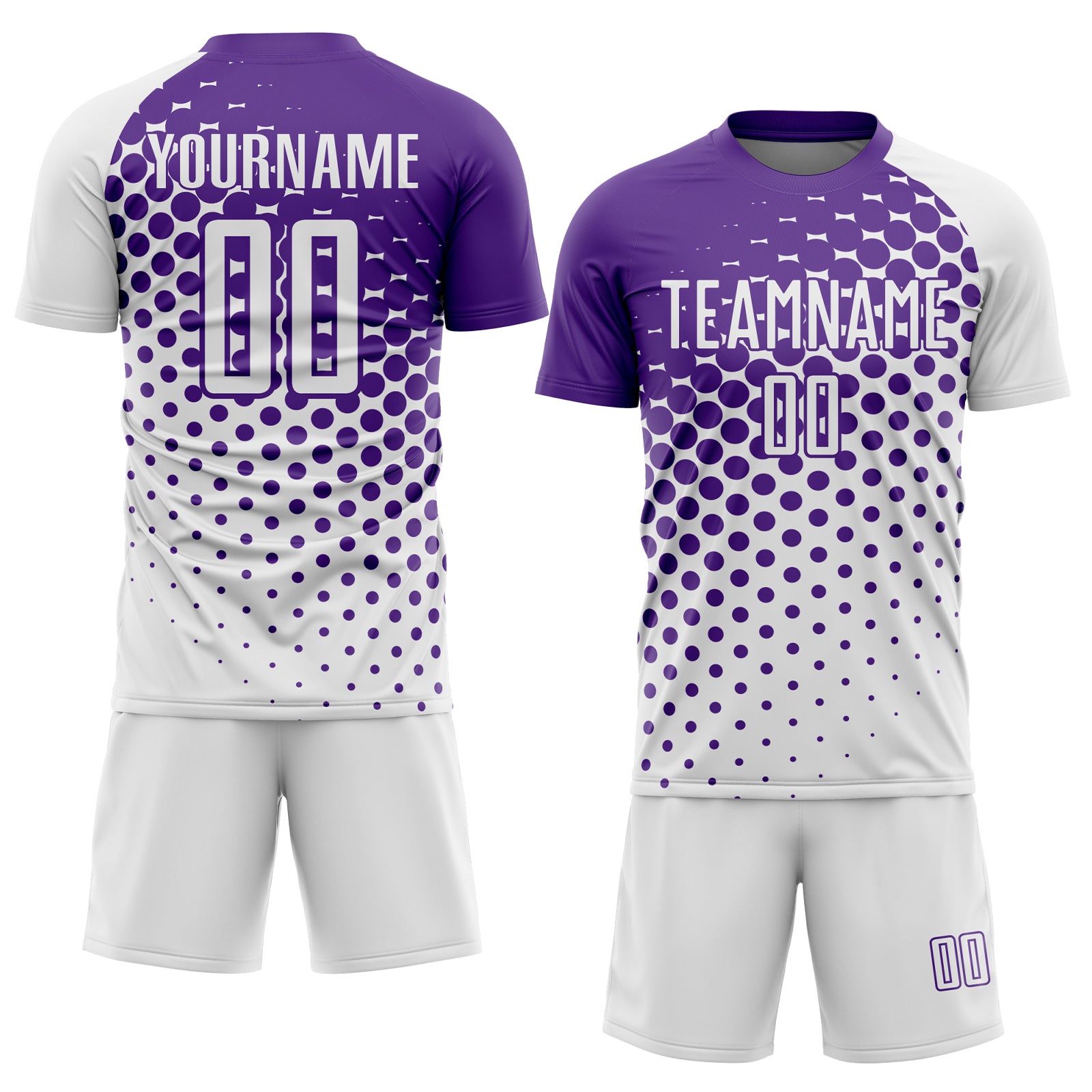 Custom White Purple Modern Polka Dot Sublimation Soccer Uniform Jersey