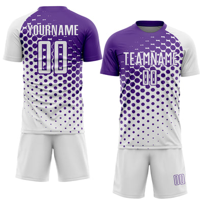 Custom White Purple Modern Polka Dot Sublimation Soccer Uniform Jersey