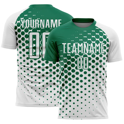 Custom White Kelly Green Modern Polka Dot Sublimation Soccer Uniform Jersey