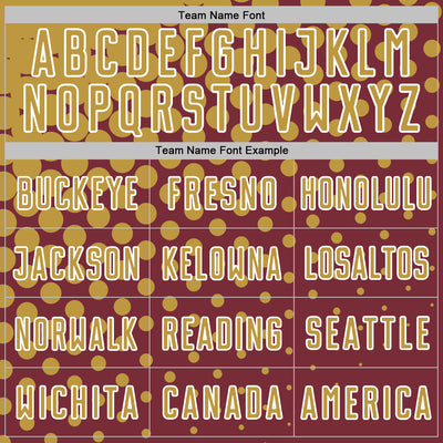 Custom Burgundy Old Gold-White Modern Polka Dot Sublimation Soccer Uniform Jersey