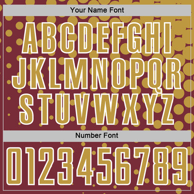 Custom Burgundy Old Gold-White Modern Polka Dot Sublimation Soccer Uniform Jersey