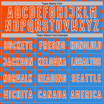 Custom Powder Blue Orange-White Modern Polka Dot Sublimation Soccer Uniform Jersey