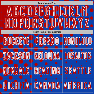 Custom Thunder Blue Red-White Modern Polka Dot Sublimation Soccer Uniform Jersey