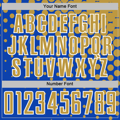 Custom Thunder Blue Old Gold-White Modern Polka Dot Sublimation Soccer Uniform Jersey