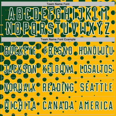 Custom Gold Green-White Modern Polka Dot Sublimation Soccer Uniform Jersey