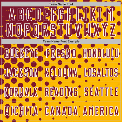 Custom Gold Crimson-White Modern Polka Dot Sublimation Soccer Uniform Jersey