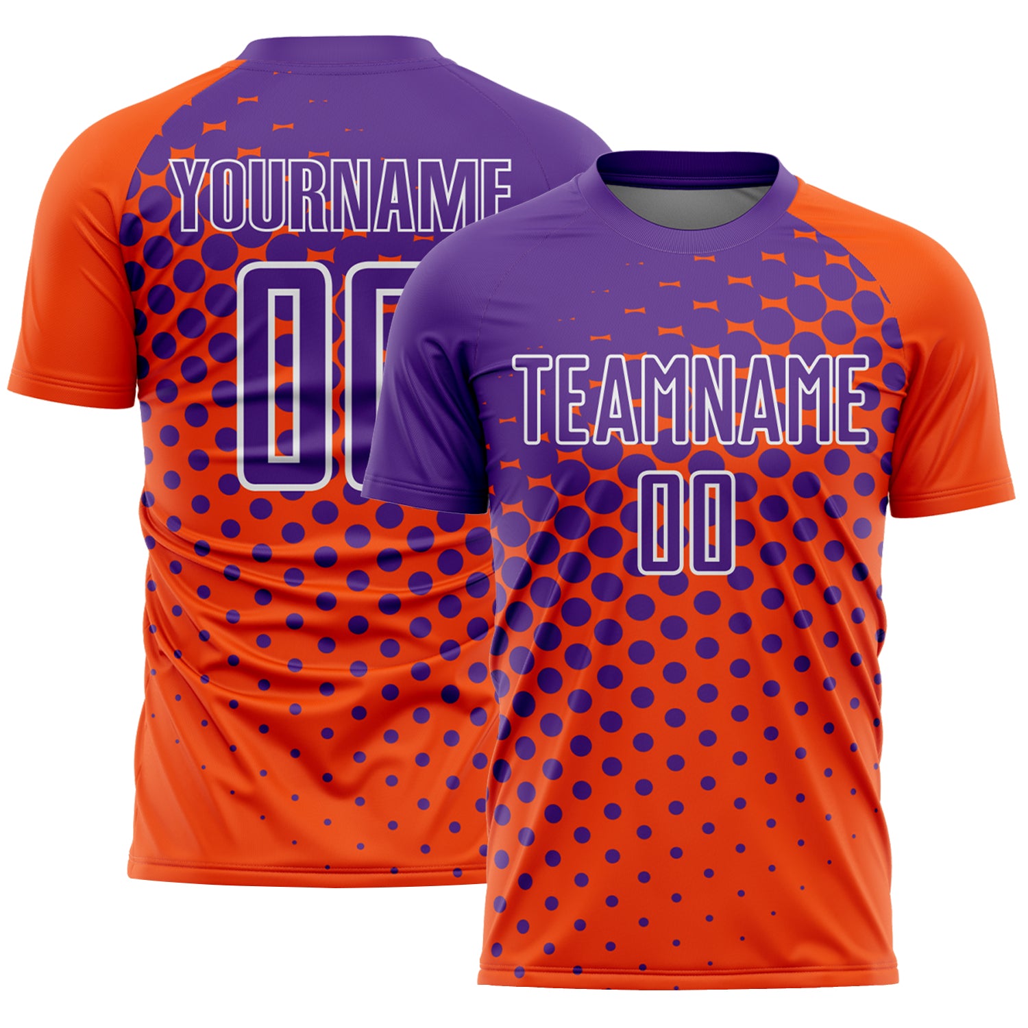 Custom Orange Purple-White Modern Polka Dot Sublimation Soccer Uniform Jersey