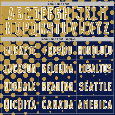 Custom Navy Old Gold-White Modern Polka Dot Sublimation Soccer Uniform Jersey