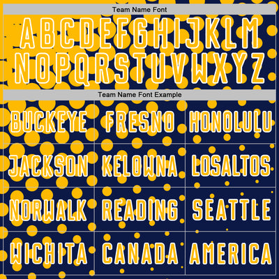 Custom Navy Gold-White Modern Polka Dot Sublimation Soccer Uniform Jersey