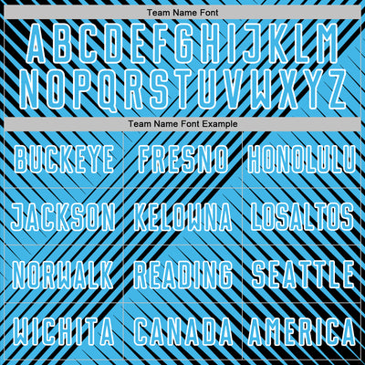 Custom Black Sky Blue-White Line Sublimation Soccer Uniform Jersey