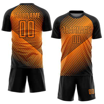 Custom Black Bay Orange Line Sublimation Soccer Uniform Jersey