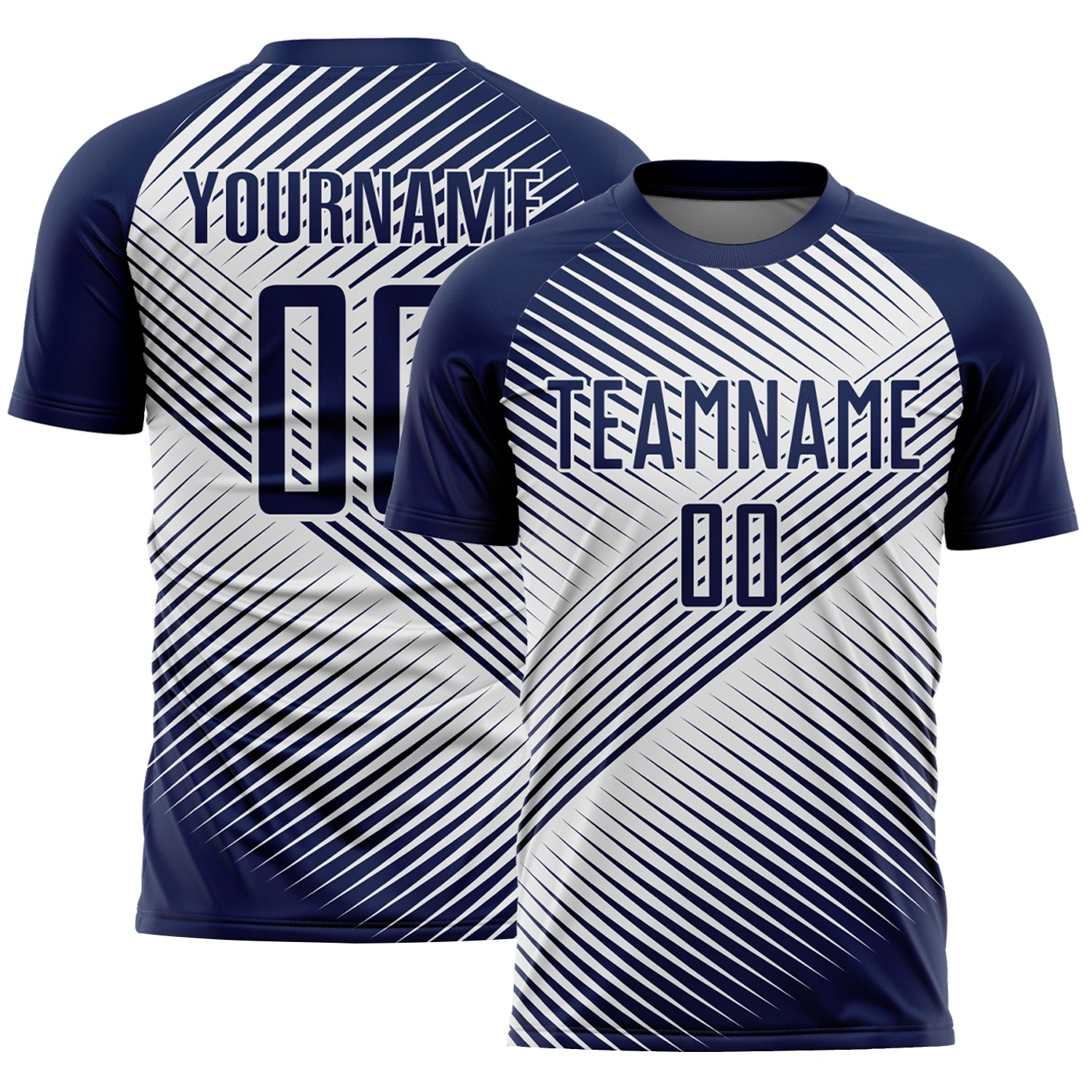 Custom Navy White Line Sublimation Soccer Uniform Jersey