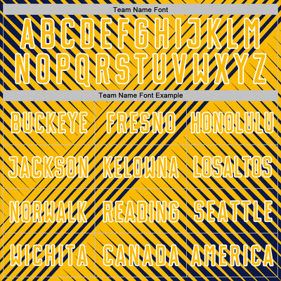 Custom Navy Gold-White Line Sublimation Soccer Uniform Jersey