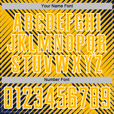 Custom Navy Gold-White Line Sublimation Soccer Uniform Jersey