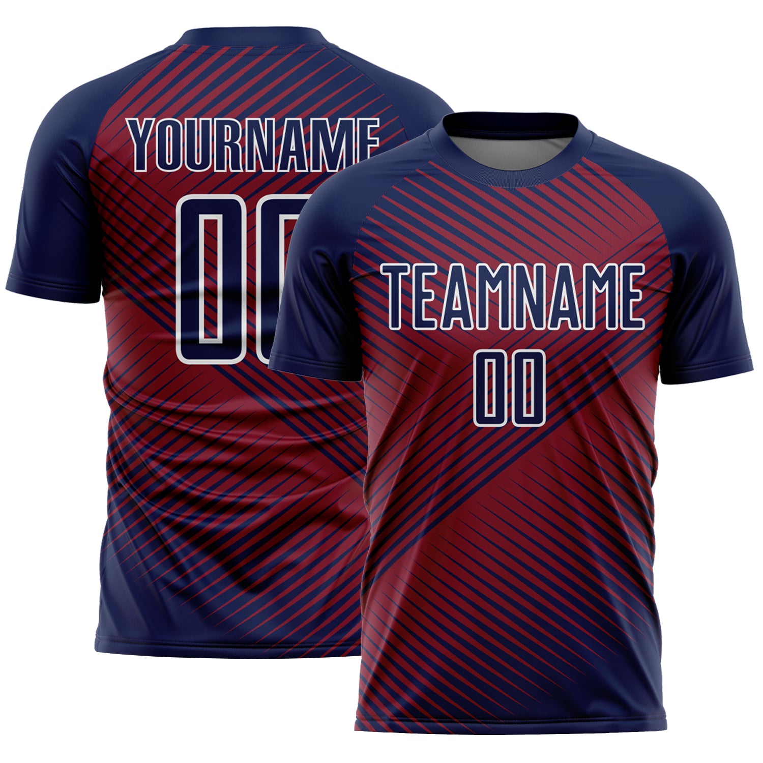 Custom Navy Crimson-White Line Sublimation Soccer Uniform Jersey