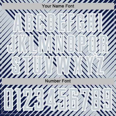 Custom Navy Silver-White Line Sublimation Soccer Uniform Jersey