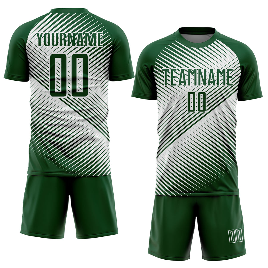 Custom Green White Line Sublimation Soccer Uniform Jersey