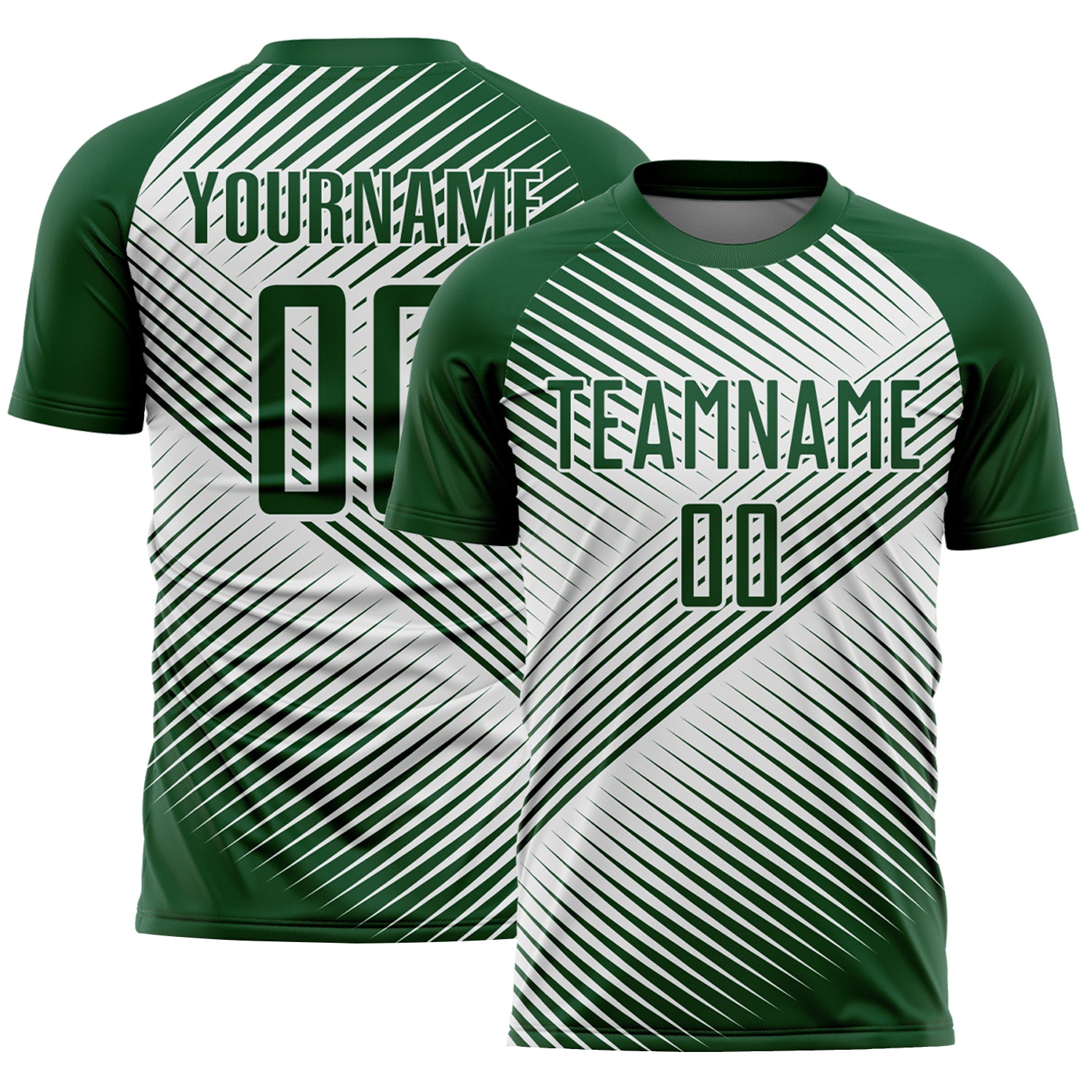Custom Green White Line Sublimation Soccer Uniform Jersey