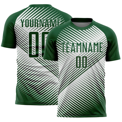 Custom Green White Line Sublimation Soccer Uniform Jersey