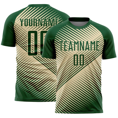 Custom Green Cream Line Sublimation Soccer Uniform Jersey