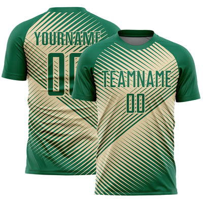 Custom Kelly Green Cream Line Sublimation Soccer Uniform Jersey