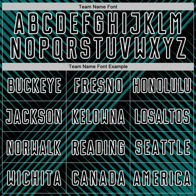 Custom Teal Black-White Line Sublimation Soccer Uniform Jersey