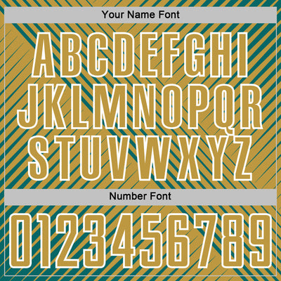 Custom Teal Old Gold-White Line Sublimation Soccer Uniform Jersey