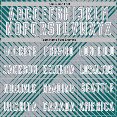 Custom Teal Gray-White Line Sublimation Soccer Uniform Jersey