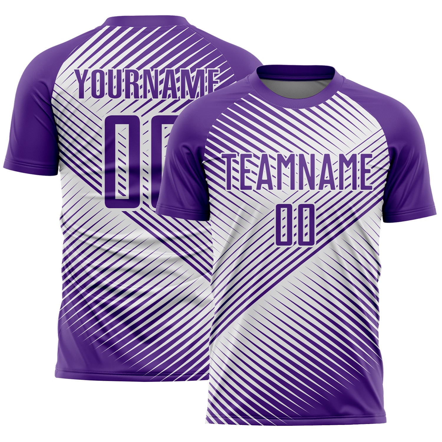 Custom Purple White Line Sublimation Soccer Uniform Jersey