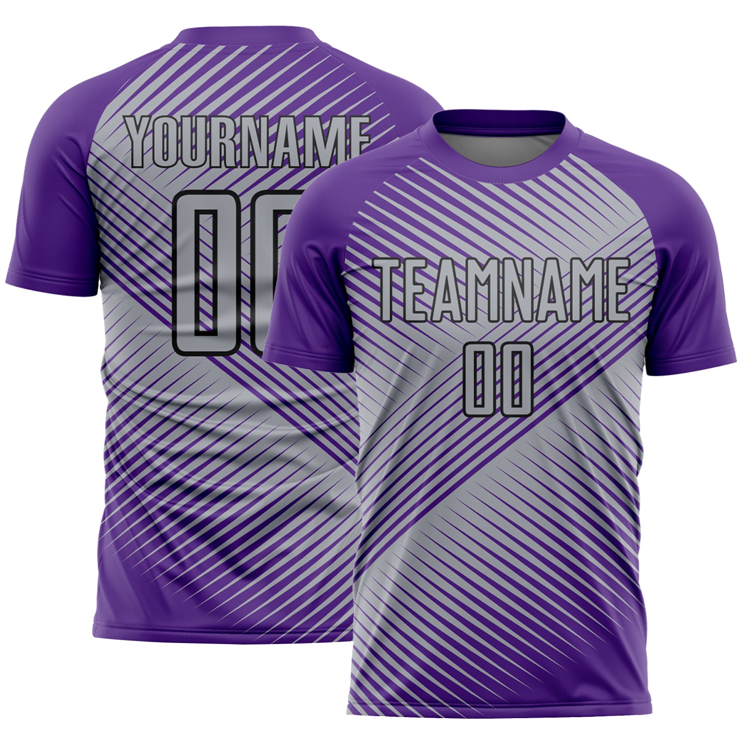 Custom Purple Gray-Black Line Sublimation Soccer Uniform Jersey