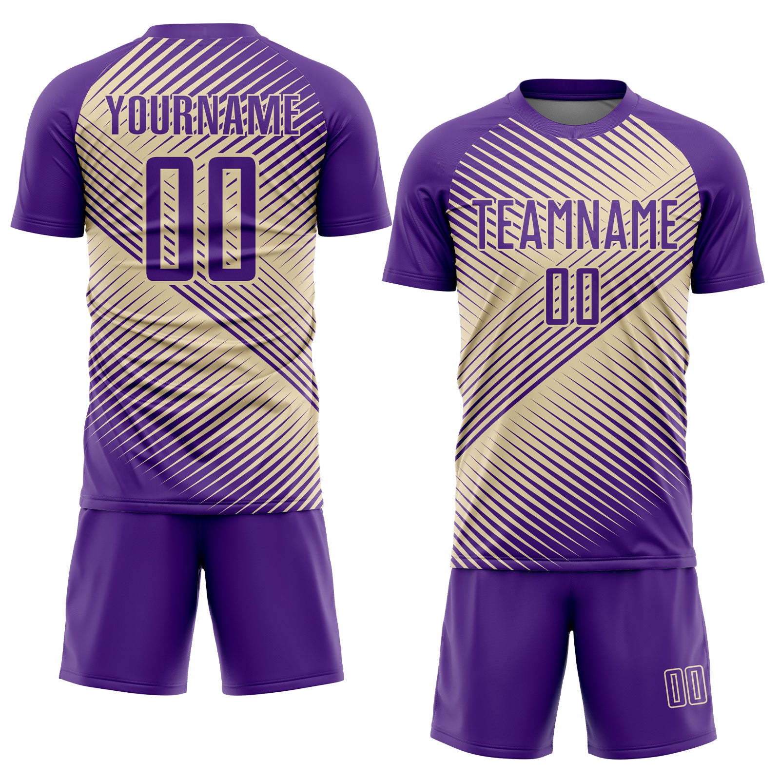 Custom Purple Cream Line Sublimation Soccer Uniform Jersey