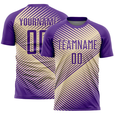 Custom Purple Cream Line Sublimation Soccer Uniform Jersey