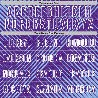 Custom Light Blue Purple-White Line Sublimation Soccer Uniform Jersey