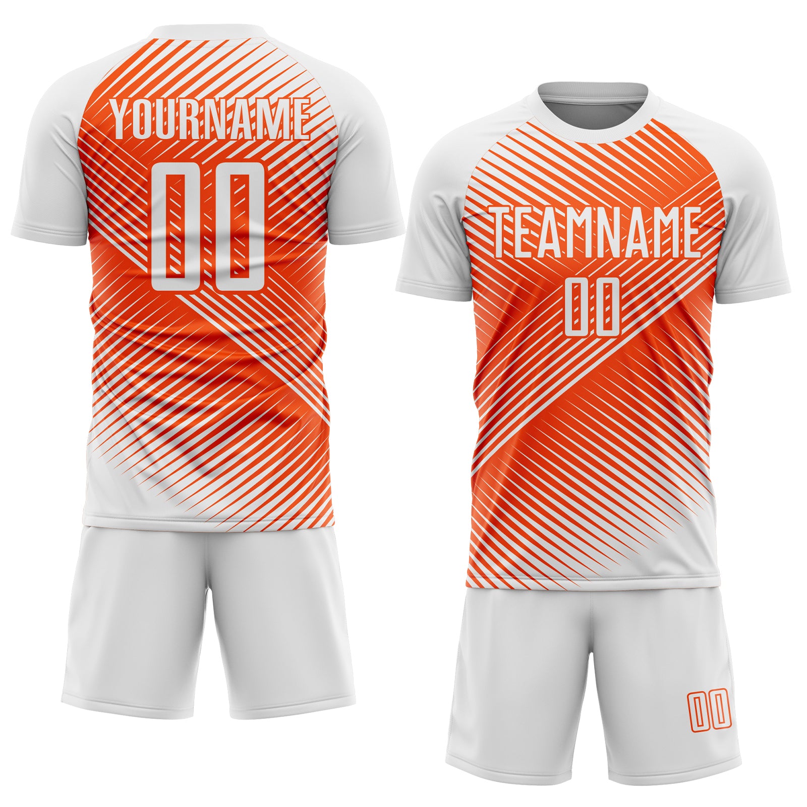 Custom White Orange Line Sublimation Soccer Uniform Jersey