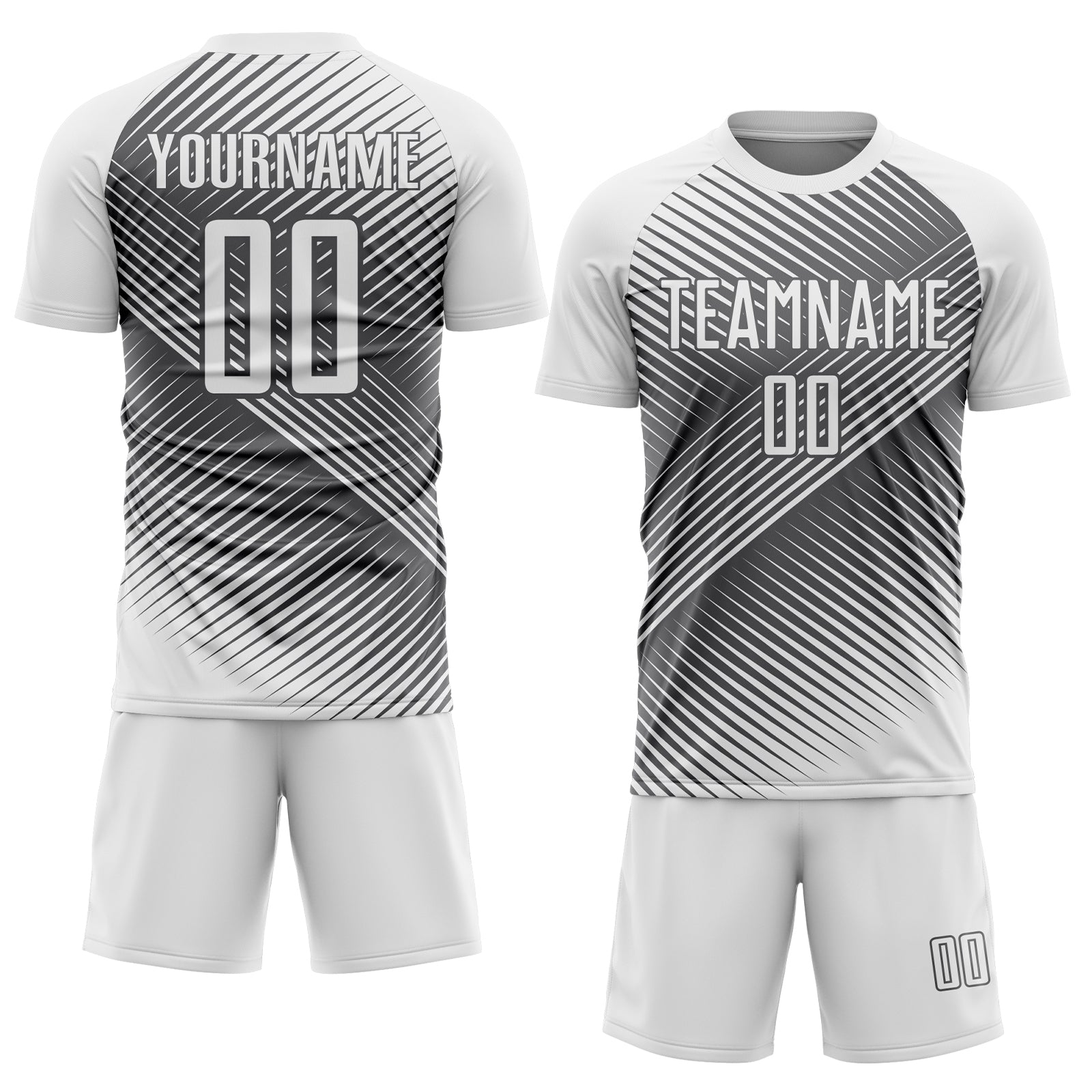 Custom White Steel Gray Line Sublimation Soccer Uniform Jersey