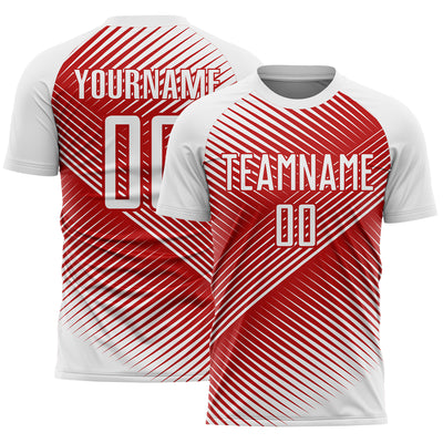 Custom White Red Line Sublimation Soccer Uniform Jersey
