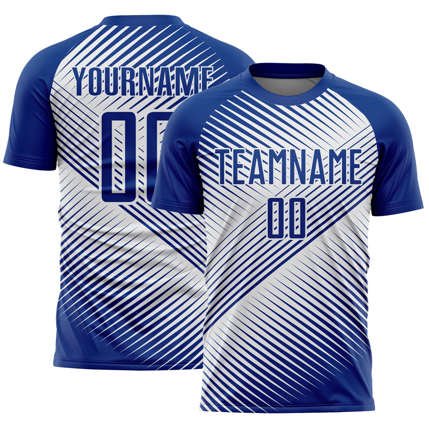 Custom Royal White Line Sublimation Soccer Uniform Jersey