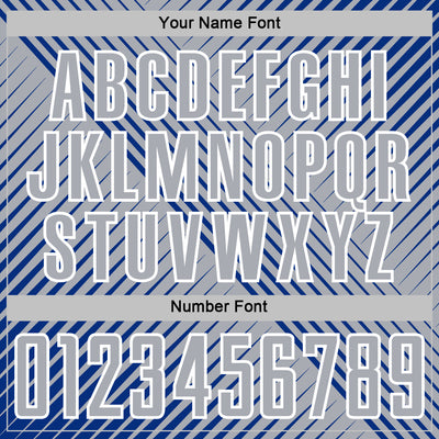 Custom Royal Gray-White Line Sublimation Soccer Uniform Jersey