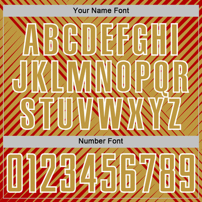 Custom Red Old Gold-White Line Sublimation Soccer Uniform Jersey