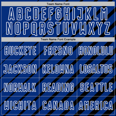 Custom Black Royal-White Lines Sublimation Soccer Uniform Jersey