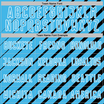 Custom Black Sky Blue-White Lines Sublimation Soccer Uniform Jersey