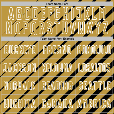 Custom Black Old Gold-White Lines Sublimation Soccer Uniform Jersey